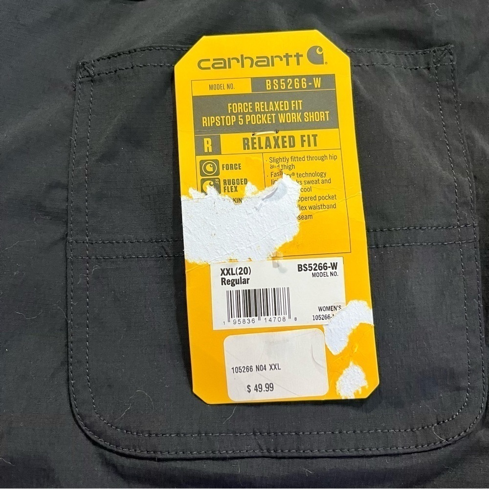 Carhartt Women's Force Relaxed Fit Ripstop Work Short, Black, Size XXL (20) - Picture 6 of 10
